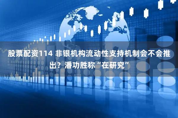 股票配资114 非银机构流动性支持机制会不会推出？潘功胜称“在研究”